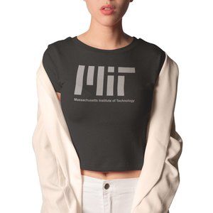 NEW MIT Massachusetts Institute Technology Form Fit Crop Top Shirt BLACK